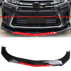 Front Bumper Lip Spoiler Splitter For Toyota Highlander Glossy Black+Red