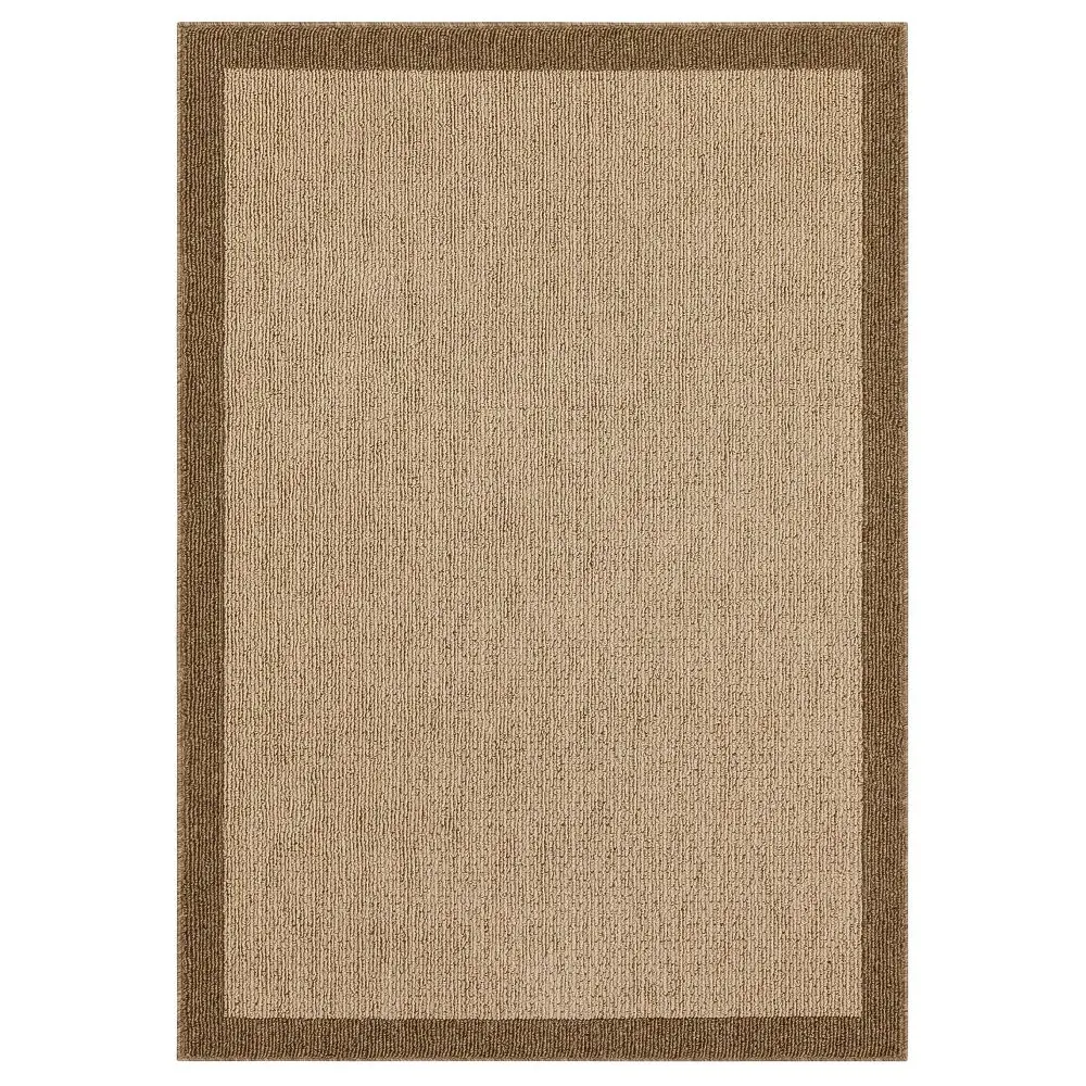 2'6"x3'10" Washable Madison Border Accent Rug Tan - Threshold: Indoor Tufted Medium Pile Rectangle Carpet