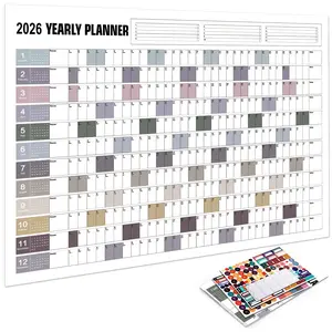 2026 Wall Calendar Planner - Full Year View Calendar 2026, 29.2 X 20.7 Inch/74.2 X52.5cm (Open), Year Wall Planner 2026 with 4 Sheets of Stickers and 1 Sheet of Double-Sided Round Stick