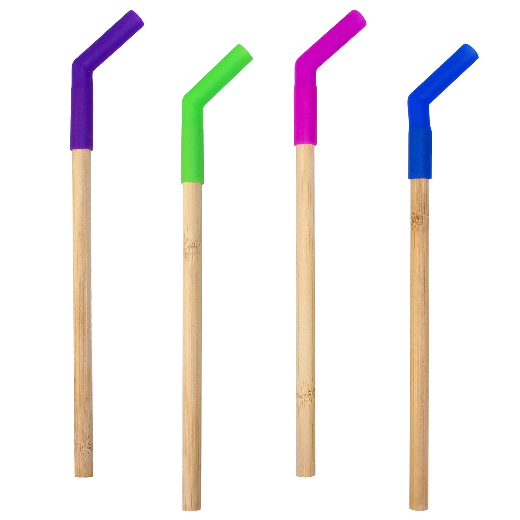 Honolulu Straw 2-Pack Reusable Bamboo Drinking Straws with Silicone Tip and Cleaning Brush