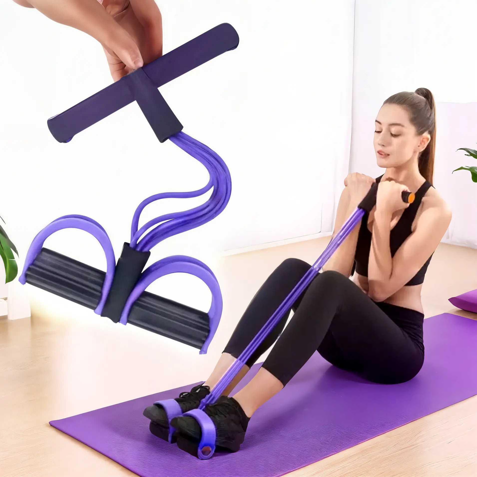 Multifunction 6-Tube Elastic Yoga Tension Rope & Resistance Band for Fitness & Stretching Multifunction 6-Tube Elastic Yoga Tension Rope & Resistance Band for Fitness & Stretching
