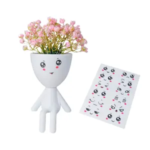 Cute Artificial Baby's Breath Small Potted Plant Little Figurine Flowerpot Office Desktop Home Decoration Fake Flowers