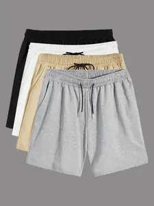 Men's Solid Drawstring Waist Pocket Sleep Shorts, Regular Fit Casual Comfy Pajama Shorts for Summer, Men's Loungewear for Daily Home Wear