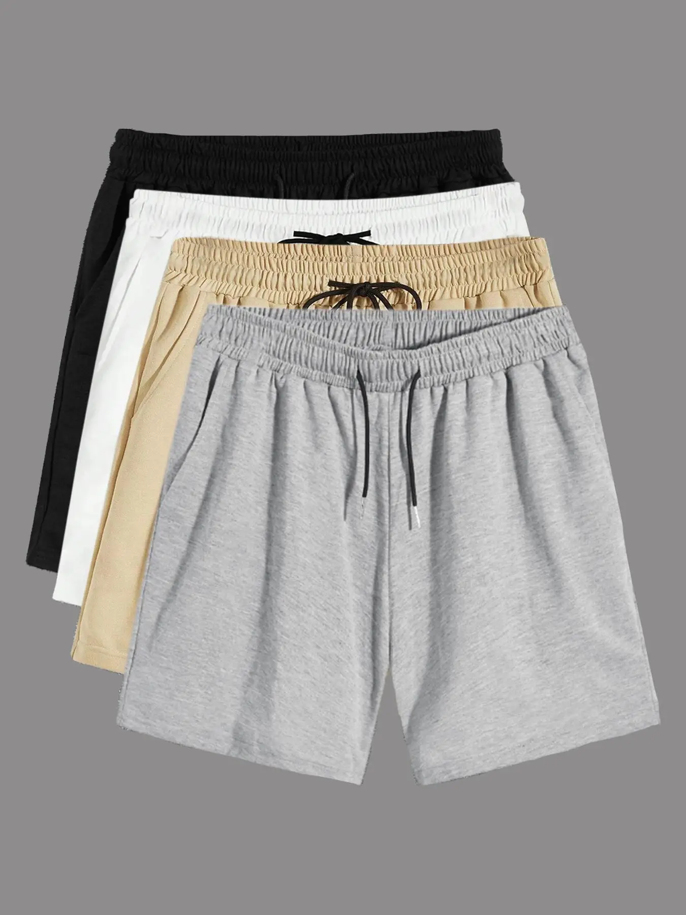 Men's Solid Drawstring Waist Pocket Sleep Shorts, Regular Fit Casual Comfy Pajama Shorts for Summer, Men's Loungewear for Daily Home Wear