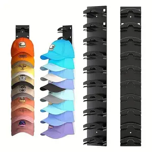 Baseball cap organizer 2-pack, featuring a strong adhesive wall-mounted hat rack that can hold up to 20 hats, cabinet door hat hanger, multi-layer hat storage, two installation methods (black) adjustable multi-layer wall.