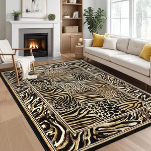 Leopard Print Rug, Non-slip Soft Floor Mat, Rectangle Home Decorative Carpet, Washable Area Rug for Living Room Bedroom, Home Decor