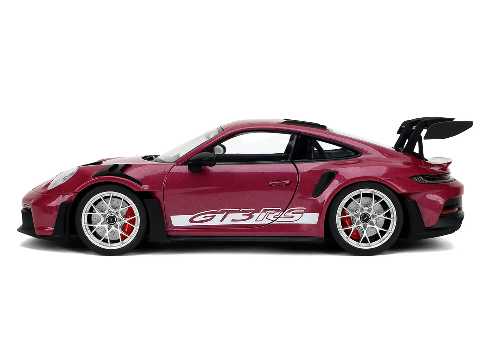 Porsche 911 GT3 RS Red Violet Metallic with White Stripes "Pink Slips" Series 1/18 Diecast Model Car