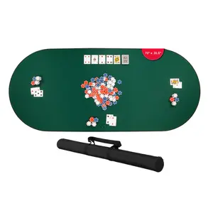 Feltectors Poker Mat, Texas Hold'em Poker Table Top for 73 x 31.5 in Tables Up to 8 Players, Anti Slip Rubber Table Cover with Carrying Bag for Playing Cards, Blackjack, and Casino Games