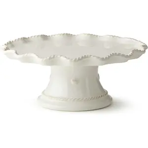 Heritage Footed Cake – Elegant 11.5" x 4.75" Ivory Stoneware Pedestal Stand with Sculpted Rim – Display Cakes, Cupcakes, Pies & Pastries in Timeless Style