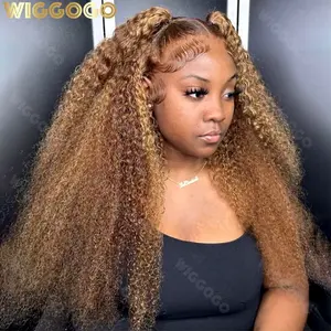 Wiggogo Highlight Blonde Lace Front Wig Human Hair 13X4 13X6 Hd Lace Frontal Wig Ombre Deep Wave Curly Lace Front Human Hair Wig wiggogo