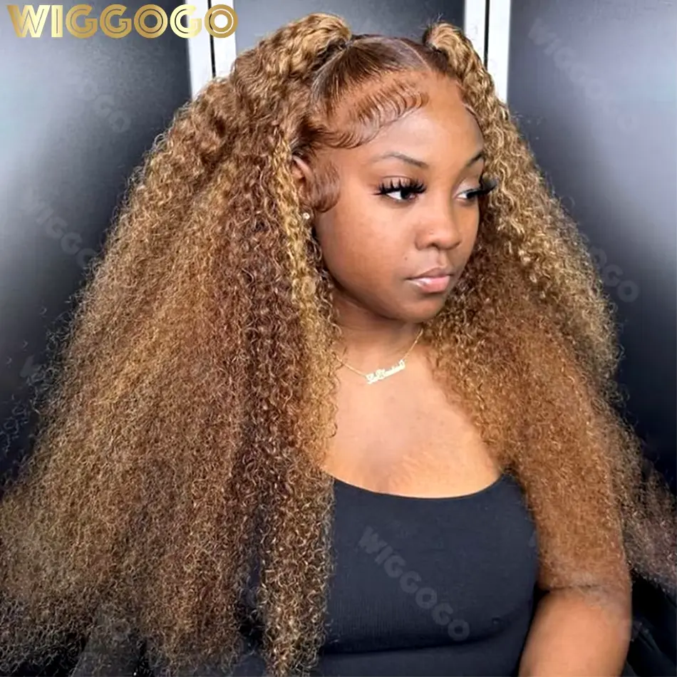 Wiggogo Highlight Blonde Lace Front Wig Human Hair 13X4 13X6 Hd Lace Frontal Wig Ombre Deep Wave Curly Lace Front Human Hair Wig wiggogo