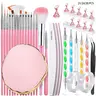 21/24/30-Piece Nail Art Tool Kit, Nail Tools Kits, Nail Art Set, Nail Tech Supplies, Including Nail Brushes, Dual-Ended Dotting Pens, Nail Holders, Double-Sided Tape, Tweezers, Cleaning Brushes, Palette & Nail File, for Nail Salons and Home DIY