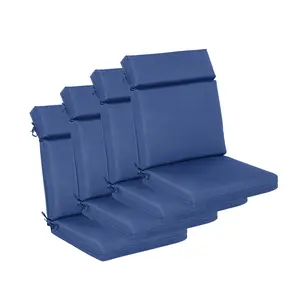 Aoodor 4Pcs Outdoor High Back Dining Chair Cushion Set, Fade and Water Resistant Polyester Fabric Cover with Ties and Zipper, 44''x21''x3.2''