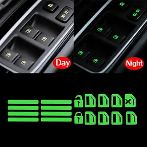 Car Fluorescent Luminous Button Sticker Door Window Lift Night Safety Switch Car Style Decal Switches Relay Decoration Decor
