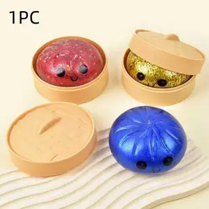 Glitter Dumpling, Glitter Dumpling Squishy with Box, Dumplings Sensory Squeeze Toy for Stress Relief