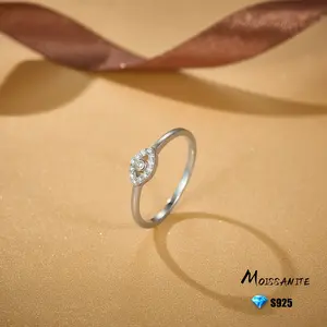 925 Sterling Silver 0.07 Carat Moosanite Devil's Eye For Women Engagement Ring, Women's Fashion Jewelry, Engagement And Wedding Rings, Anniversary Luxury Party Gift, With Fine Gift Velvet Bag