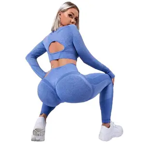 2025 New Seamless High Waist Peach Hip Tight Elastic Yoga Clothes Suit Running Fitness Two-Piece Set for Women