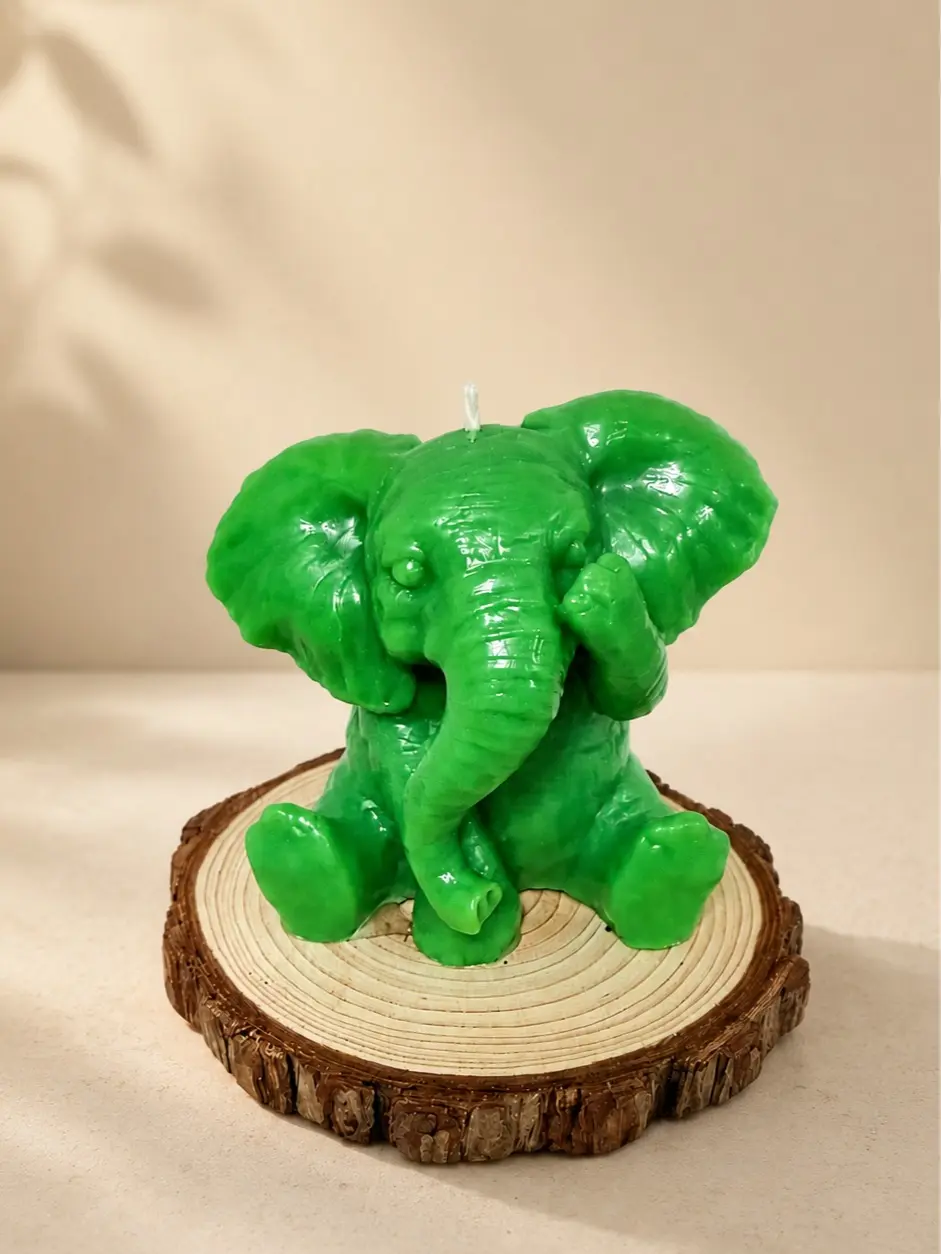 Lucky Green Elephant Soy Wax Candle | Handmade Home Decor
