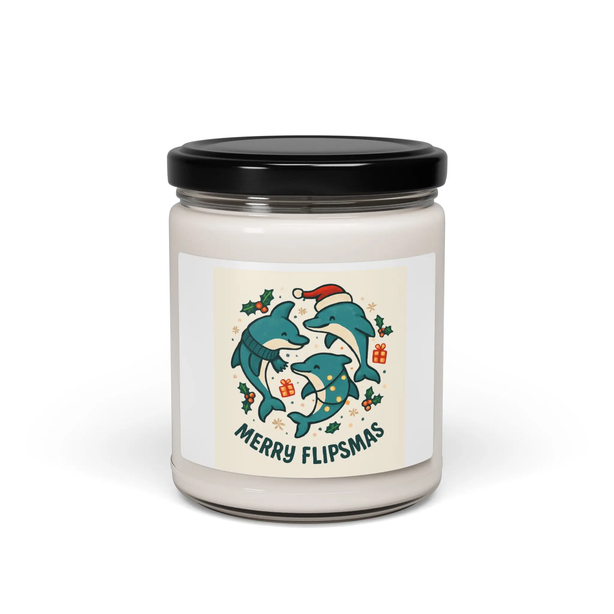 Whimsical Dolphin Scented Candle, Perfect Holiday Gift, Home Decor, Relaxation, Ocean Lover Gift, Merry Flipsmas Decoration