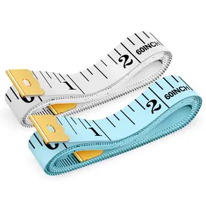 Soft Ruler 60-Inch Double-Sided Measuring Tape for Body Weight Loss Fabric Sewing Tailor Cloth Vinyl Measurement Craft Supplies, 2-Pack White, Blue