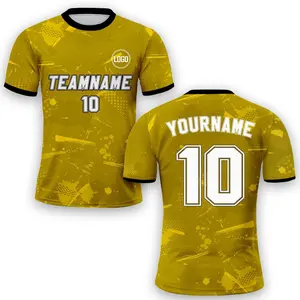 Custom Yellow Soccer Jersey for Men & Women Personalized Sublimated Uniform with Name & Number Team Soccer Jersey Sublimation