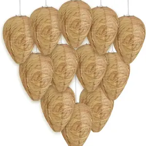 12 Pack Paper Wasp Nest Decoy, Hanging Wasp Nest to Keep Wasps Hornets Jackets Away, Dark, Effective Pest Deterrent