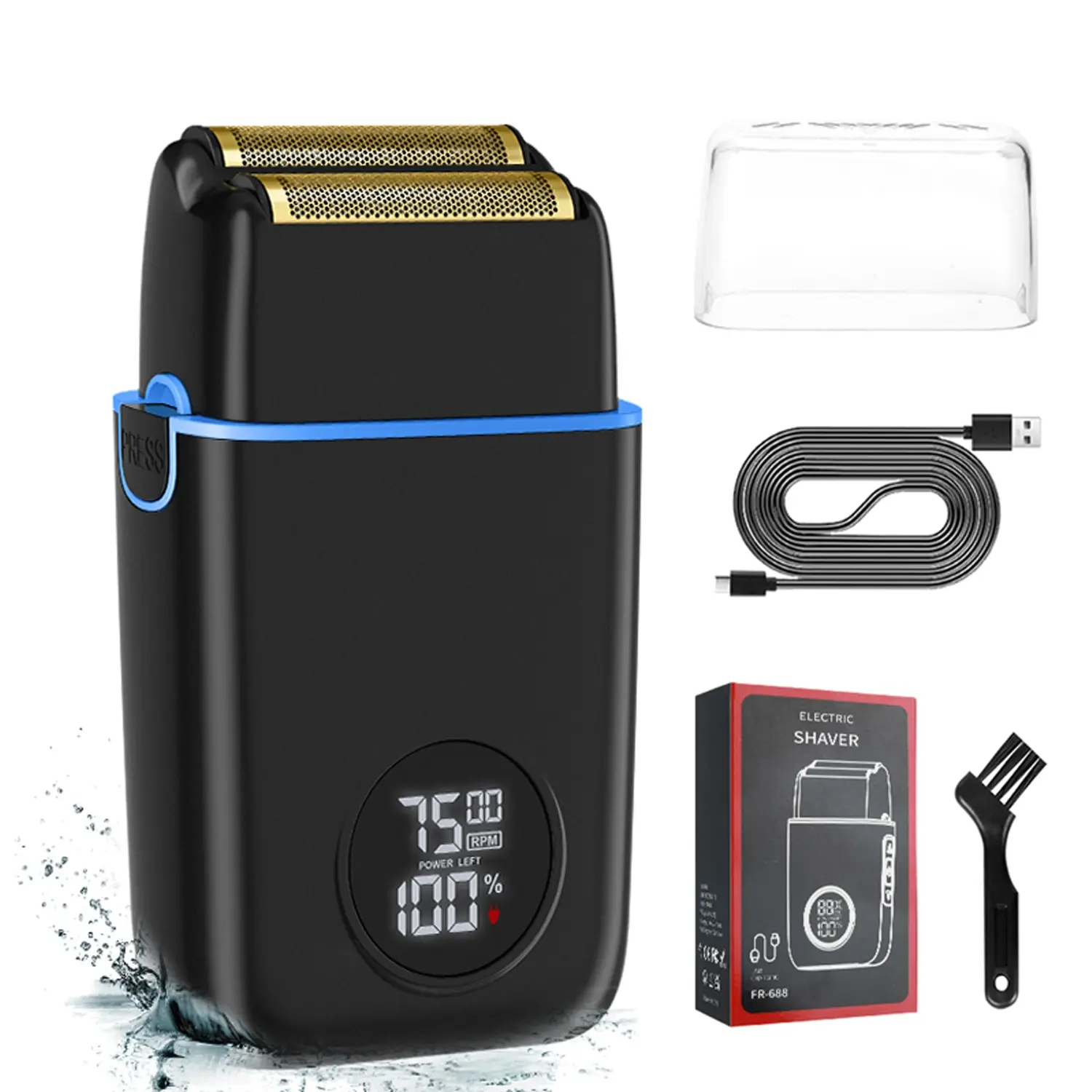 Electric Razor for Men with Triple Blades, LED Display, Cordless Rechargeable Design, USB Rechargeable Foil Shaver, Cordless Portable Shaver