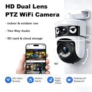 HD Wireless WiFi Security Camera Dual Lens PTZ Indoor Outdoor Home Camera with Motion Tracking Night Vision 2-Way Audio