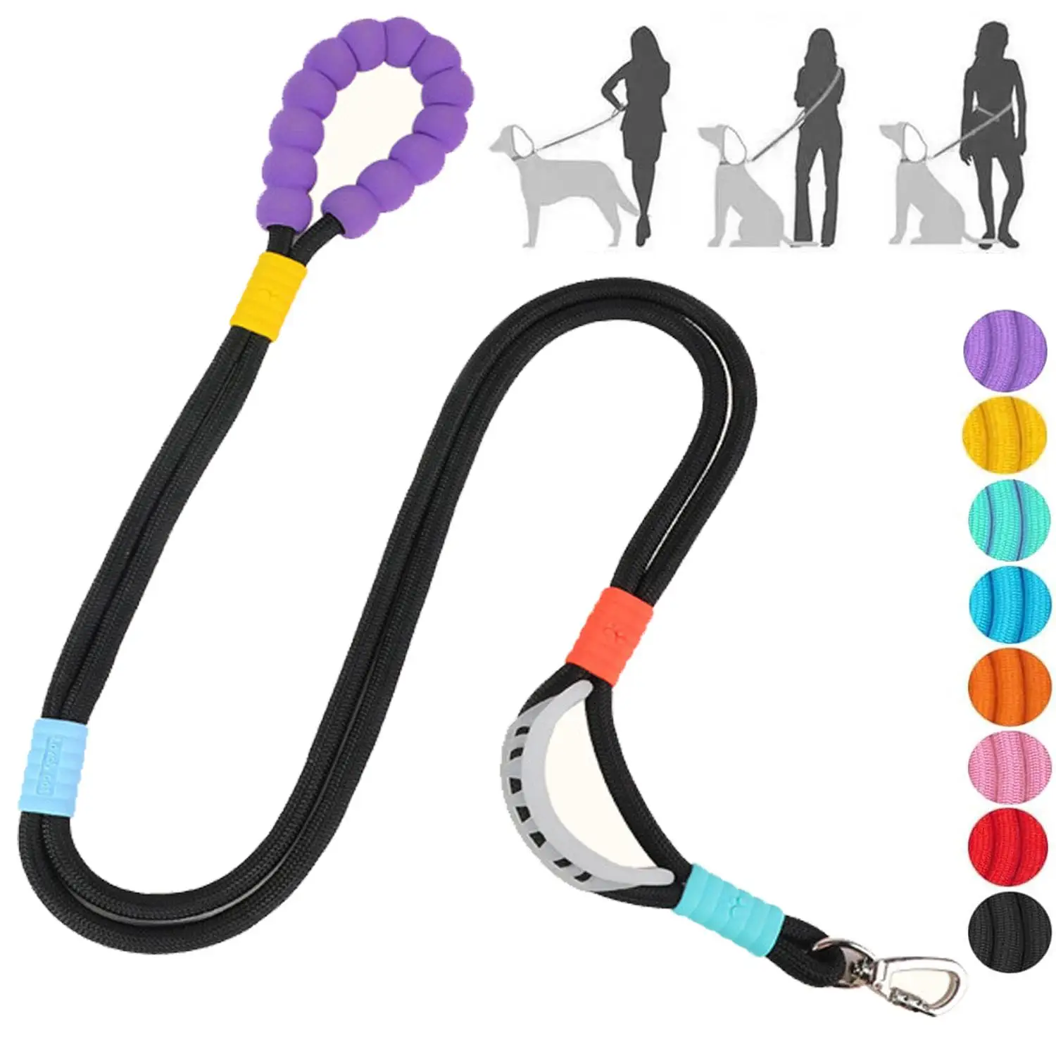 New Large Dog Adjustable Hands-Free Dog Leash, with Comfortable Padded Handle, Lockable Metal Clip, Cross-body Hands-Free Durable Leash
