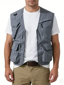 Vest Jacket Man Multi Pocket Hiking Jacket Travel Fishing Outdoor Tactical Photographer Waistcoat Mesh Cargo Sleeveless Coat