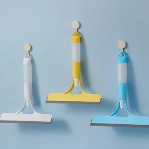 3-in-1 Glass Squeegee Cleaner – Removable Refillable Water Bottle, Sponge Scraping Pad & Soft Rubber Strip, Multi-Purpose for Windows, Shower Doors & Mirrors | Ideal for Household Cleaners & Apartment Renters