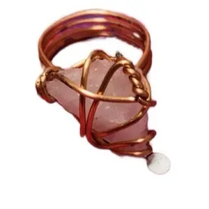 Pink Mangano Handcrafted Ring with Copper Accents Natural Beauty Unique Craftsmanship for Jewelry Lovers
