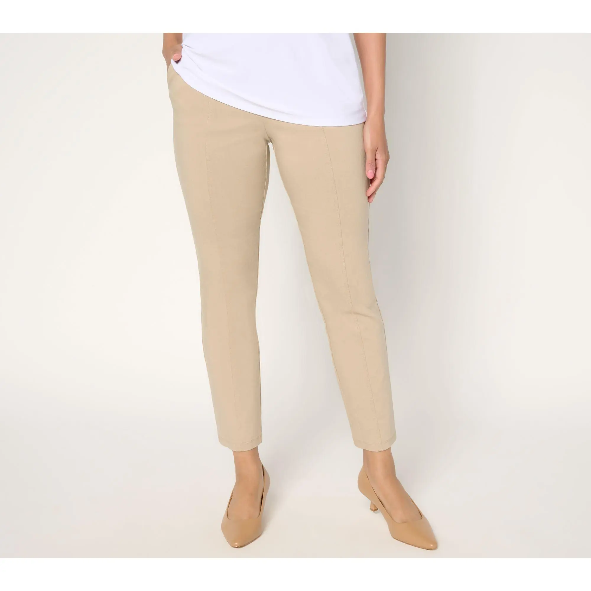 Susan Graver Petite Uptown Stretch Slim-Leg Ankle Pants