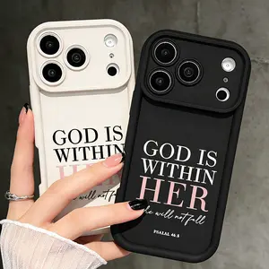 God Is Within Her iPhone Case, Psalm 46:5 Christian Bible Verse Phone Cover, Faith Gift Shockproof Case for iPhone 11-17 Pro Max TYJT260408011