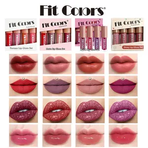 Fit Colors 16 Glittery Lip Gloss Set, Matte/sparkle/waterproof, Unique Shades, Perfect for Dating/commute/dancing, Essential Makeup Kit