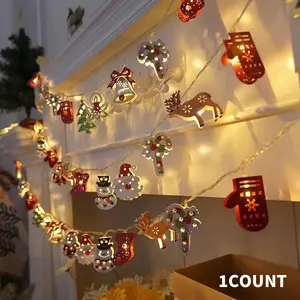 1 LED Christmas Decoration Light with Santa, Snowman, Candy Cane, Tree, Stocking, Snowflake, Iron Art Design for Holiday Atmosphere