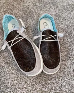 WOMENS Tooled Leather Hey Dudes