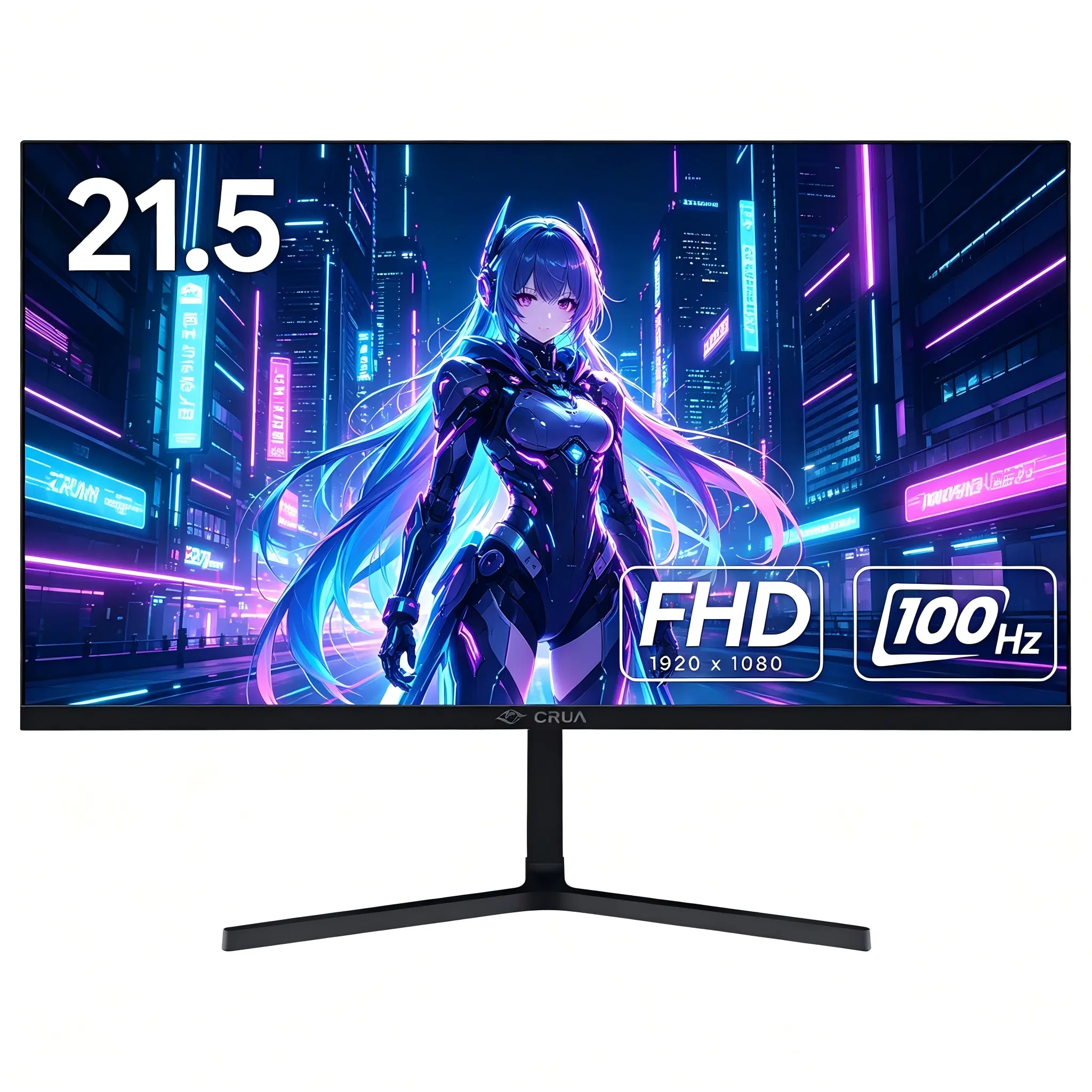 CRUA 22" FHD 1080P Desktop Computer Monitor, 100Hz, 95% sRGB, 3000:1 Contrast, HDMI Port, Ultra-Narrow Bezel Monitor for Home Office, Gaming & Video Entertainment