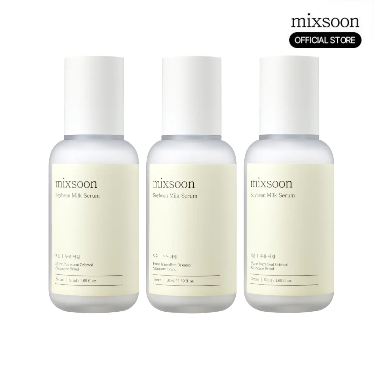 [mixsoon Official] Soybean Milk Serum Trio (50ml x 3) - Soy Protein, Ceramide, Peptides, Ginseng, Green Tea, Rice - Moisturizer for Deep Hydration