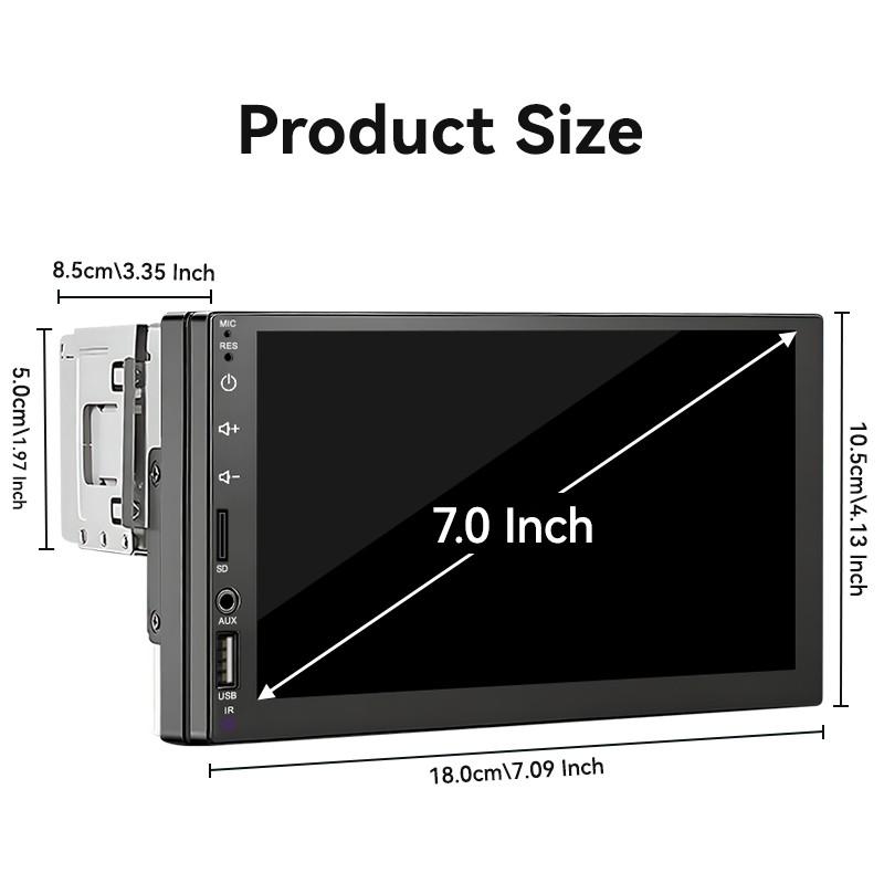 7 Inch 1din Car Multimedia Player, Carplay Display+radio, Car Display Screen, Supports Wired Apple Carplay/android Auto, Steering Wheel Control, Bluetooth-compatible 5.0