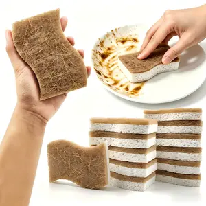 12 Pack Sponges Kitchen Natural Dish Sponge Plant-Based Biodegradable Compostable Cellulose with Coconut Scrubber Sponge Non Scratch Eco Friendly Kitchen sponges for Kitchen Dishes（Pack of 12）