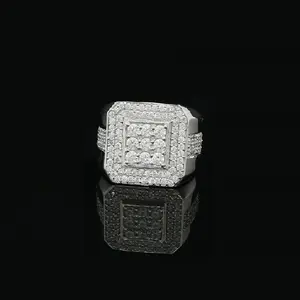 Sterling White Silver 3.50ct Cubic Zirconia Men's Adjustable Ring From SZ 10 to 12