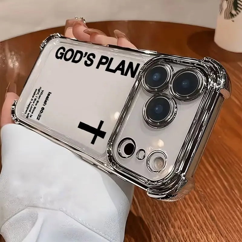 God's Plan Pattern Anti-Slip Phone cases Case Compatible with iPhone 17 Air 16 15 14 13 12 11 Pro Max Plus xs max Featuring Strengthened Four Corners Soft Back for Drop Protection