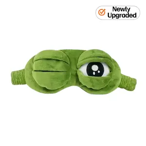 3D Frog Plush Sleep Mask, Soft Cotton Contoured Cartoon Eyeshade, Hypoallergenic Adjustable Elastic Strap, Portable Blindfold for Nap, Travel & Sleeping, Cute Novelty Accessory, Perfect Holiday Gift for Adults