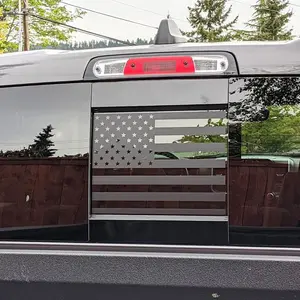 Rear Middle Window  Flag Decal for Ford F150 F250 F350 2004-2011 2012 2013 2014  Center Sliding Window Glass  Flag Vinyl Sticker Exterior Accessories(Matte Black)