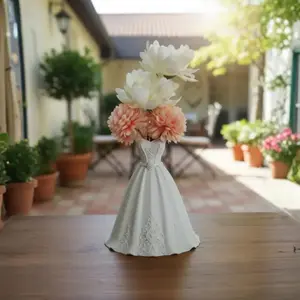 Elegant Wedding Dress Vase, Romantic Home Decor, Perfect Gift for Bride, Anniversary, Table Centerpiece, Romantic House Decoration