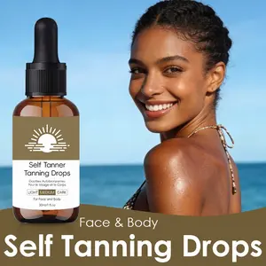 Sunless Bronzing Serum Drops, Natural Copper Glow, Hyaluronic Acid Moisture Formula, Mixable with Creams or Serums, Skin Care Essential