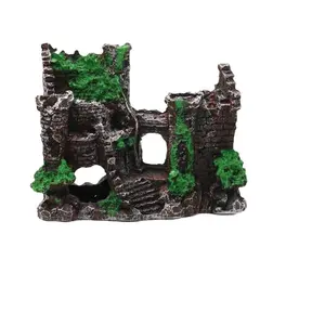 Resin Aquarium Castle Decoration, Cave Building Ornament, Safe for Freshwater and Saltwater Fish Tanks, Fish Tank Layout and Beautification