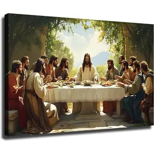 BUEDR Last Supper Wall Decor, The Last Supper Canvas Art for Dining Room (Frameless, 24x36 Inch)