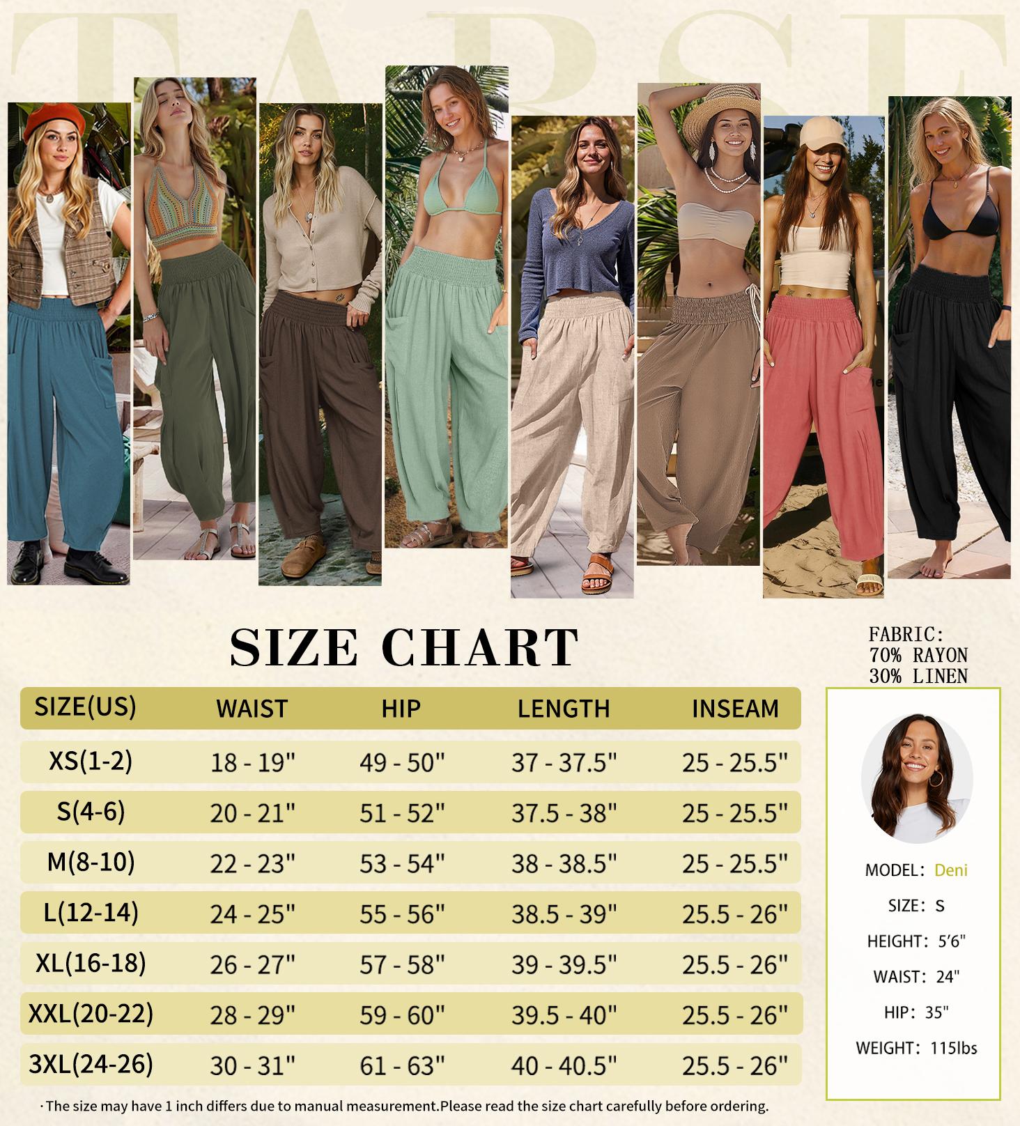 TARSE Women Linen Blend Boho Wide Leg Pants Casual Loose High Waist Cargo Harem Work Pants Baggy Travel Barrel Vacation Trousers with Pockets TARSE Women Linen Blend Boho Wide Leg Pants Casual Loose High Waist Cargo Harem Work Pants Baggy Travel Barrel Vacation Trousers with Pockets